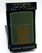 Vintage 1990s Zippo U.S.A. Matte Green “Vietnam Veterans Memorial” Lighter w/Box picture