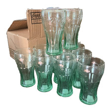 12 pack Libbey Coca Cola Coke Glasses Juice 6.25oz Tumbler Green Retro Glass Lot picture