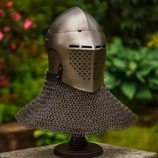 Medieval Spoleto Bascinet Helmet 16 Gauge Steel Knight Armor LARP Cosplay picture