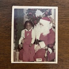 Vintage 1960's Snapshot of Little Girl on Santa's lap at Christmas Time 4