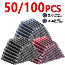 50/100pcs Fountain Pen Ink Cartridges 3.4mm Black Blue Red Universal Refill picture