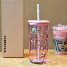 Starbucks 2025 China Valentine's Day Pink Otter Glass Straw Cup 16oz/473ml Gifts picture
