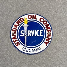 VINTAGE STANDARD GASOLINE STATION PORCELAIN SIGN CAR GAS MOTORCYCLE OIL TRUCK picture