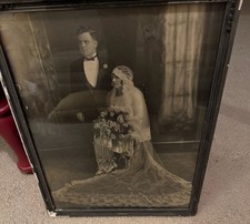 J. Coppelman Antique 1920s Wedding Photograph Bride Groom Framed picture