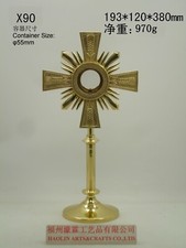 +Brass monstrance Reliquary  for Church or home+relic+gift+Cross  X90 picture