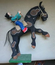 NATIVE AMERICAN NAVAJO FOLK ART COWBOY RIDING A HORSE BY DELBERT BUCK 13