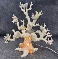 LENOX Halloween Haunted Tree Light Lamp Porcelain Ghost Cat Owl Bat w/ Box COA picture