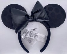 Disney Parks Black on Black Sleek Satin Minnie Mouse Ears Headband 2022 - NEW picture