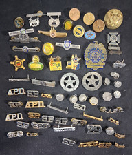 Vintage Police / US Military Badge & Pin Lot of 64 Pieces picture