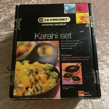 MINT Le Creuset Karahi Set w/ 1 large dish 10” and 2 small dishes 6” w/ handles picture