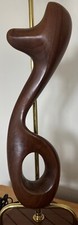 Vintage MCM MODELINE Abstract Biomorphic Walnut Brass Lamp Mid Century 1950s picture