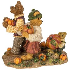 Boyds Bearstone Bear Family Picking Fall Pumpkins Figurine 4.25in 228438 New picture