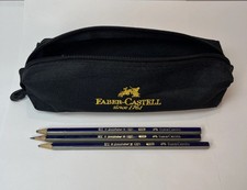 Vintage Faber  Castell Black Zipper Pencil Bag  & 3 Pencils  picture