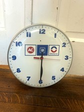Vtg AC Delco GM Dealership Glass Faced Advertising Auto Chevy Ford Clock Sign picture