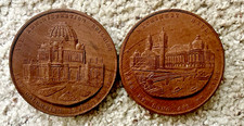 2 Rare 1893 Chicago World’s Fair 3” Compressed Wooden Medallions Eglit #147 picture
