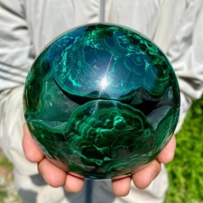 5.26LB Rare Natural Malachite quartz hand Carved sphere Crystal Healing Gem ball picture