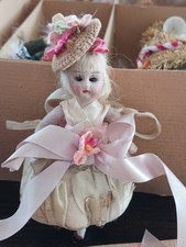 ANTIQUE,BISQUE PIN CUSHION? DOLL, REPURPOSED TO CHRISTMAS ORNAMENT 4 & 1/2