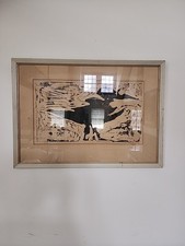 Rare Judith Brown Woodcut Of Raven Bird 1961 Mcm Print Painting Etching picture
