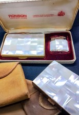 Vintage Restored Ronson Gas Mother of Pearl Set &AGME Swiss Musical Compact picture