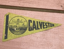 Vintage 1950s Galveston Texas Pleasure Pier Souvenir Felt Pennant 9” picture