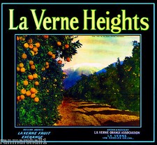 La Verne Heights #2 Mt. Mount Baldy Orange Citrus Fruit Crate Label Art Print picture
