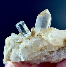 193 Carat Aquamarine Crystal With Quartz Specimen From Pakistan picture