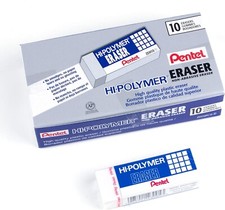 Pentel Hi-Polymer Block Eraser, Large, White, Pack of 10 (ZEH10PC10) picture