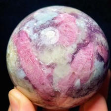 Rare 442G Natural Beautiful Pink tourmaline unicorn sphere Healing L8115 picture