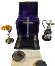 Antique Catholic Sick Call Set Altar Viaticum Last Rites Travel Mass Kit picture
