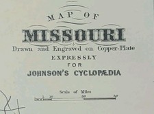 Antique 1885 MISSOURI Map ~ Authentic Old Original AJ JOHNSON COPPER PLATE picture