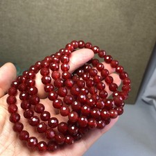5Pcs Wholesal Natural red agate bracelets Crystal ball sphere facet 8mm picture