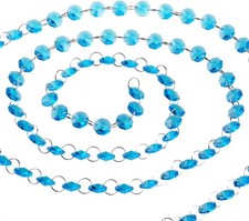 6FT Glass Crystal Blue Color 14mm Octagon Beads Chain Chandelier Prisms Hang picture