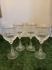 Mikasa Gold Crown Cut Crystal Wine Glasses. 7 3/4” tall. Set of 4.  Beautiful picture