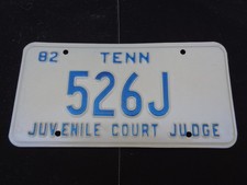 Vintage 1982 TENN JUVENILE COURT JUDGE 526 J License Plate ORIGINAL Tennessee picture