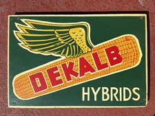 1940’s Vintage DEKALB HYBRIDS SEED FARM SIGN not tin (Masonite) Original 16x24 picture