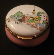 Crummles Enamel Box - A 19th Century Panorama View Of Massachusetts LE 250 picture