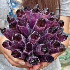 2.2lb Natural Dark Purple Phantom Cluster Titanium Geode Quartz Crystal Ornament picture