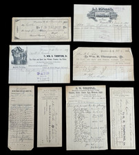 Rhode Island Antique Ephemera Lot 1800s–1900s Handwritten Business Invoices (JA) picture