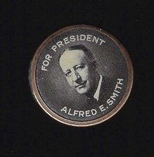 1928 Al Smith Presidential Campaign Celluloid Lapel Stud with a Gold Rim picture