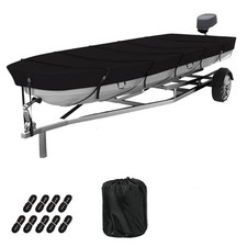 Jon Boat Cover 12-14ft 420D Waterproof Covers Fit12-14FT Boat, Black picture