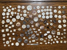 Vtg Antique MOP Shell Button Lot (160) Multi Material Overlay Pictorial Novelty picture