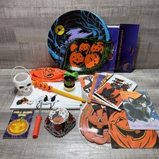 Vintage Halloween Party Lot Decorations Treat Bags Plates Napkins NOS  picture