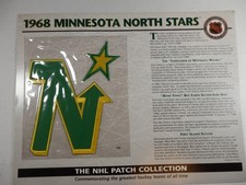 1968 Minnesota Norrh Stars NHL Patch Collection 10 x 13 Card Flat Ship w/Sleeve picture