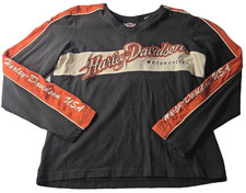 Vintage Y2K Harley-Davidson Embroidered Colorblock Long Sleeve Shirt Womens L picture