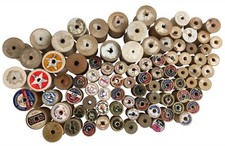 Lot of 90 Antique Wooden Empty Thread Spools Coats Belding Star Salvage picture