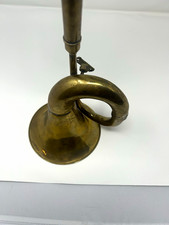 Antique Vintage Brass Vehicle Bulb Horn w/ Black Rubber Bulb, Year 1900 picture