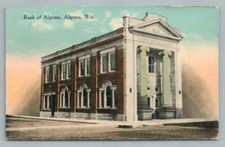 Bank of ALGOMA Wisconsin Antique Postcard Kewaunee County Postcard 1932 picture
