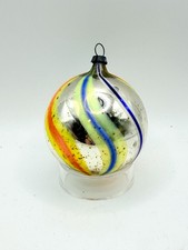 Antique German Bimini Glass Christmas Ornament – Rainbow Swirl – 3” picture