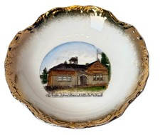 KETTLE FALLS WA WASHINGTON Antique SCHOOL Souvenir PAINTED TRINKET DISH PLATE picture