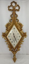 MCM 1969 SYROCO ROCOCO HOLLYWOOD REGENCY WALL CLOCK GOLD USA WORKS  picture